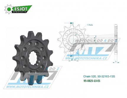 Koleko etzov (pastorek) 0825-13zub ESJOT 50-32163-13S - Husqvarna Husqvarna TC250+TE250+TXC250 + TE310