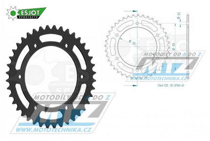 Rozeta ocelov (pevodnk) 32168-40zub ESJOT 50-32168-40 - Mash Adventure 400 / 15-19 + SWM SIX DAY 500 / 23-25