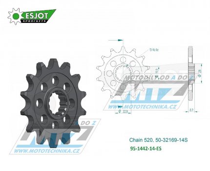 Koleko etzov (pastorek) 1442-14zub ESJOT 50-32169-14S- Suzuki RMZ250 / 13-23