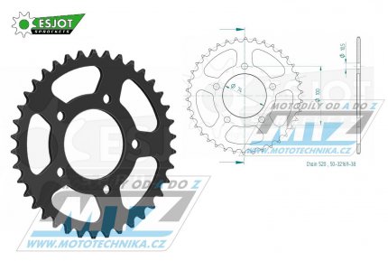 Rozeta ocelov (pevodnk) 32169-38zub ESJOT 50-32169-38 - Mash Family Side 400 / 17-19 + Five Hundred 400 / 17-22 + Caf Racer 400 TT40 / 17-21 + Sideforce 445 Gespann / 18-25 + Scrambler 400 / 16-19
