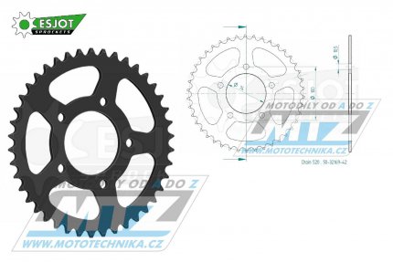 Rozeta ocelov (pevodnk) 32169-42zub ESJOT 50-32169-42 - Mash Family Side 400 / 17-19 + Five Hundred 400 / 17-22 + Caf Racer 400 TT40 / 17-21 + Sideforce 445 Gespann / 18-25 + Scrambler 400 / 16-19