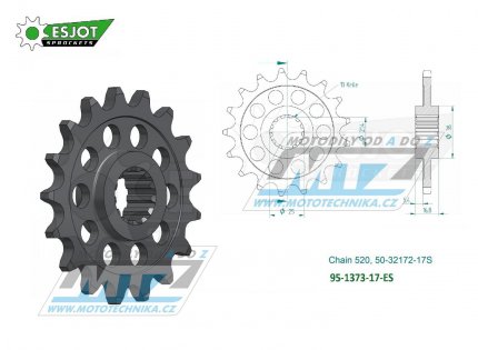 Koleko etzov (pastorek) 1373-17zub ESJOT 50-32172-17S - Honda CT700 + CTX700 + NC700 + NC750 + 750 ADv + 750X-Adv