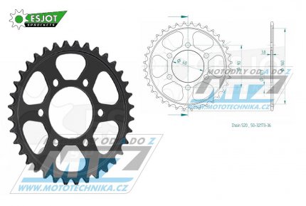 Rozeta ocelov (pevodnk) 32173-36zub ESJOT 50-32173-36 - Honda CBF250R / 18-20 + CB300R / 19-21