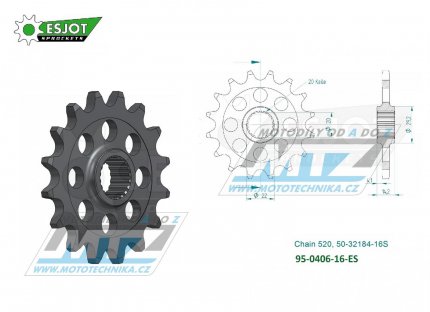 Koleko etzov (pastorek) 0406-16zub ESJOT 50-32184-16S - BMW G310R / 17-22 + G310GS / 17-22