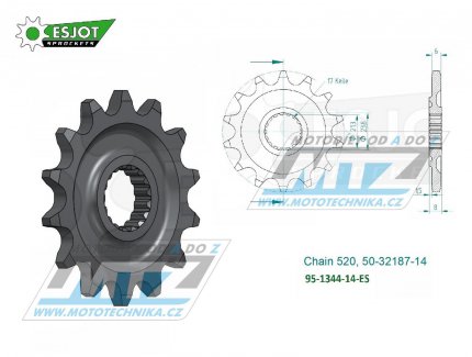 Koleko etzov (pastorek) 1344-14zub ESJOT 50-32187-14 - Honda CRF250R /18-21 + CRF250 RX / 19-21