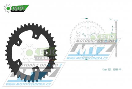 Rozeta ocelov (pevodnk) 32188-40zub ESJOT 50-32188-40 - Royal Enfield 650 Super Meteor / 24-25