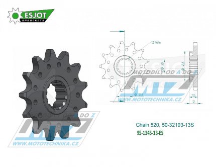 Koleko etzov (pastorek) 1345-13zub ESJOT 50-32193-13S - Honda CRF450L / 19-20 + CRF450RL / 21 + CRF450X / 19-21