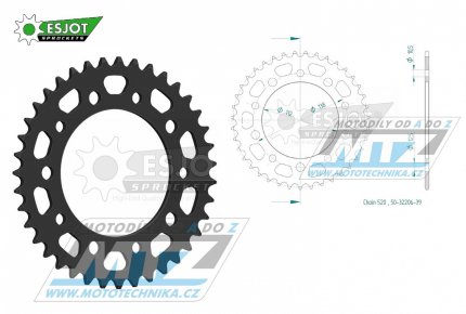 Rozeta ocelov (pevodnk) 1303-39zub ESJOT 50-32206-39 - Honda CBR600F + CBR900RR Fireblade + Yamaha YZF-R6 + YZF-R1 + YZFR6+YZFR1