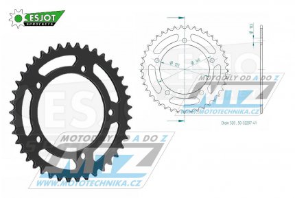 Rozeta ocelov (pevodnk) 1793-41zub ESJOT 50-32207-41 (ern)  - Suzuki GSXR600+GSXR750+GSXR1000 + Triumph 865 Bonneville + 865 Scrambler + 865 Thruxton