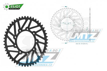 Rozeta ocelov (pevodnk) TMRA-49zub ESJOT ULTRALIGHT 50-32231-49L - TM MX125+MX144+MX250+MX250F+MX450F+MX530F / 92-22 + EN125+EN144+EN250+EN300+EN250F+EN300F+EN450F+EN530F / 92-22 + MX80