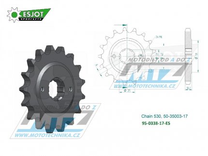 Koleko etzov (pastorek) 0338-17zub ESJOT 50-35003-17 - Honda CBX550F + CB650Z + CB650C + CB650SC Night Hawk + CB650