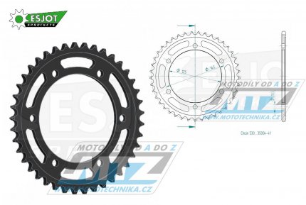 Rozeta ocelov (pevodnk) 0865-41zub ESJOT 50-35004-41 - Yamaha FZ750 + FZ750 Genesis + FZR500 + FZR600 + FZX750