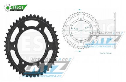 Rozeta ocelov (pevodnk) 0865-45zub ESJOT 50-35004-45 - Yamaha FZ750 + FZ750 Genesis + FZR500 + FZR600 + FZX750