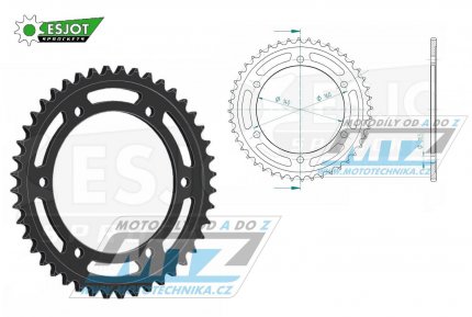 Rozeta ocelov (pevodnk) 0502-38zub ESJOT 50-35006-38 - Kawasaki GPX750R + GPZ900R Ninja + GPZ1100 + ZR1100 + ZR1100 Zephyr + ZX10 Tomcat + ZZR1100