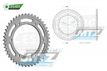 Rozeta ocelov (pevodnk) 0502-45zub ESJOT 50-35006-45 - Kawasaki GPX750R + GPZ900R Ninja + GPZ1100 + ZR1100 + ZR1100 Zephyr + ZX10 Tomcat + ZZR1100