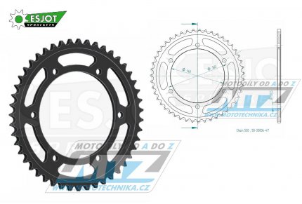 Rozeta ocelov (pevodnk) 0502-47zub ESJOT 50-35006-47 - Kawasaki GPX750R + GPZ900R Ninja + GPZ1100 + ZR1100 + ZR1100 Zephyr + ZX10 Tomcat + ZZR1100