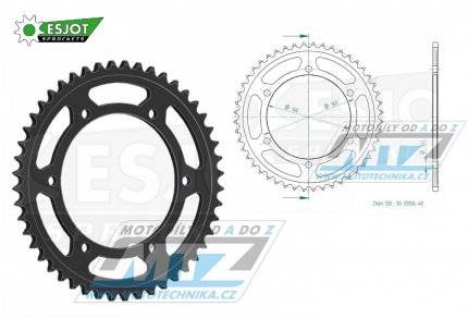 Rozeta ocelov (pevodnk) 0502-48zub ESJOT 50-35006-48 - Kawasaki GPX750R + GPZ900R Ninja + GPZ1100 + ZR1100 + ZR1100 Zephyr + ZX10 Tomcat + ZZR1100