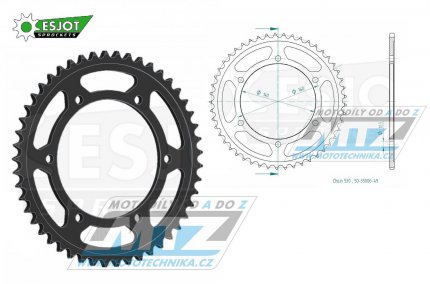 Rozeta ocelov (pevodnk) 0502-49zub ESJOT 50-35006-49 - Kawasaki GPX750R + GPZ900R Ninja + GPZ1100 + ZR1100 + ZR1100 Zephyr + ZX10 Tomcat + ZZR1100