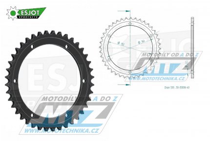 Rozeta ocelov (pevodnk) 0841-40zub ESJOT 50-35008-40 - Yamaha SR500 / 78-91 + SR500 (USA) / 78-81 + XT500 / 78