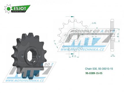 Koleko etzov (pastorek) 0289-15zub ESJOT 50-35010-15 - Honda FT400C + FT500 Ascot + FT500C