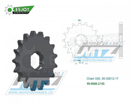 Koleko etzov (pastorek) 0568-17zub ESJOT 50-35012-17 - XS500+XS650 + TX650