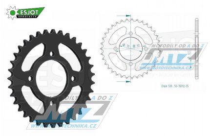 Rozeta ocelov (pevodnk) 0476-35zub ESJOT 50-35012-35 - Kawasaki GPZ305 + GPZ250C + KH400 + Z250 + Z400 + Z440 + KZ400 + KZ440