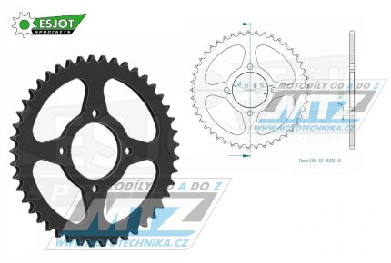 Rozeta ocelov (pevodnk) 0476-45zub ESJOT 50-35012-45 - Kawasaki GPZ305 + GPZ250C + KH400 + Z250 + Z400 + Z440 + KZ400 + KZ440