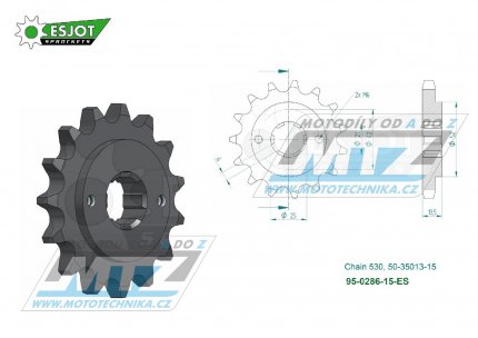 Koleko etzov (pastorek) 0286-15zub ESJOT 50-35013-15 - Honda CBR400R + VF400FD + VF500C V30 Magna + VF500F + VF500F Interceptor