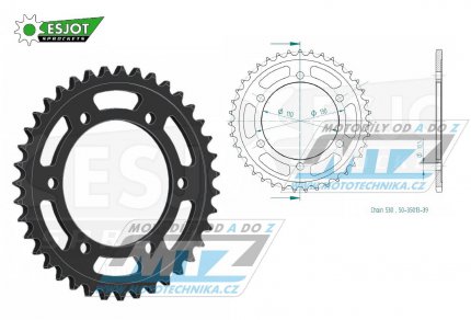 Rozeta ocelov (pevodnk) 0479-39zub ESJOT 50-35013-39 - Yamaha FZ1N + FZ1S Fazer ABS + FZ1 Fazer + FZ6 + FZ6 Fazer + XJR1300C Racer + Kawasaki GPZ500R + GPX500R + GPZ600R + Suzuki GSX-R1000 + MuZ 1000S + 1000SF