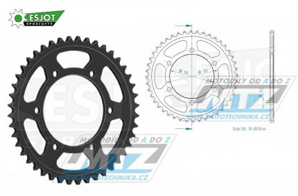 Rozeta ocelov (pevodnk) 0479-44zub ESJOT 50-35013-44 - Yamaha FZ1N + FZ1S Fazer ABS + FZ1 Fazer + FZ6 + FZ6 Fazer + XJR1300C Racer + Kawasaki GPZ500R + GPX500R + GPZ600R + Suzuki GSX-R1000 + MuZ 1000S + 1000SF