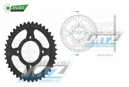 Rozeta ocelov (pevodnk) 0824-40zub ESJOT 50-35014-40 - Suzuki RG500 Gamma / 86-89 + GSX600 F Katana / 85-88