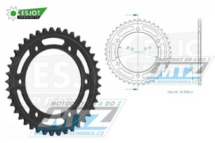 Rozeta ocelov (pevodnk) 0859-41zub ESJOT 50-35016-41 - Yamaha GTS1000A + FJ1100 + FJ1200 + FZS600 Fazer + FZR600RF + FZR750RT Genesis + FZR750 + FZR1000 Genesis + XJR1200 + XJR1300 + YZF R6 + YZF 750R + YZF1000R Thunder Ace