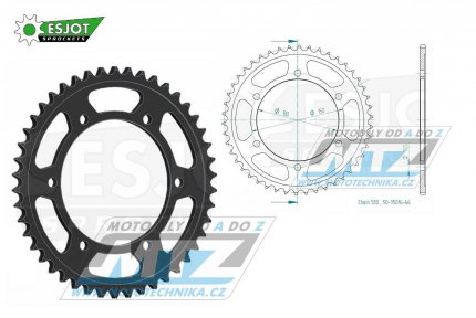 Rozeta ocelov (pevodnk) 0859-46zub ESJOT 50-35016-46 - Yamaha GTS1000A + FJ1100 + FJ1200 + FZS600 Fazer + FZR600RF + FZR750RT Genesis + FZR750 + FZR1000 Genesis + XJR1200 + XJR1300 + YZF R6 + YZF750R + YZF1000R Thunder Ace