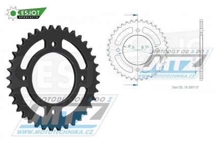 Rozeta ocelov (pevodnk) 35017-37zub ESJOT 50-35017-37 - Honda CB500F Four / 72-77 + CB500K1+CB500K2+CB500K3 / 72-74 + CB500K1+CB500K2 Four / 71-73 + CB500F / 75-79 + CB500F1+CB500F2+CB500K3 / 75-80