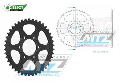 Rozeta ocelov (pevodnk) 0814-42zub ESJOT 50-35018-42 - Suzuki GS400 + GS425 + GS450 + GS550 + GSX400 + GT380 + GT500 + GT550