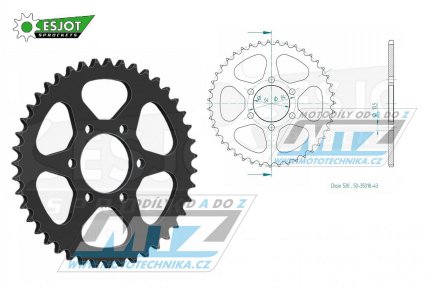 Rozeta ocelov (pevodnk) 0814-43zub ESJOT 50-35018-43 - Suzuki GS400 + GS425 + GS450 + GS550 + GSX400 + GT380 + GT500 + GT550