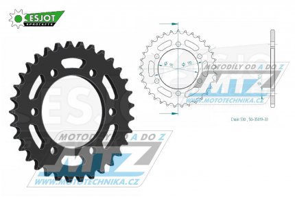 Rozeta ocelov (pevodnk) 0850-33zub ESJOT 50-35019-33 - Yamaha TX500 + TX650 + XS500 Spoke Wheel + XS650