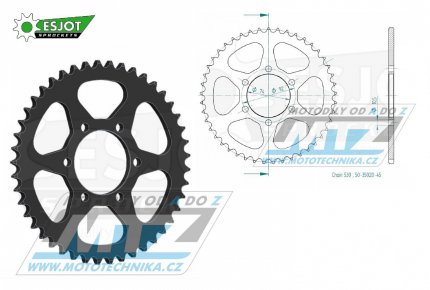 Rozeta ocelov (pevodnk) 35020-45zub ESJOT 50-35020-45 - Yamaha XJ400 / 82 + XJ550 / 81-85 + XJ550H Maxim / 81-83 + XJ550R Seca / 82-83