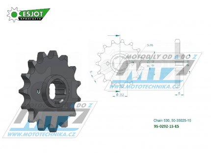 Koleko etzov (pastorek) 0292-15zub ESJOT 50-35025-15 - Honda NS400R8 + VFR400R