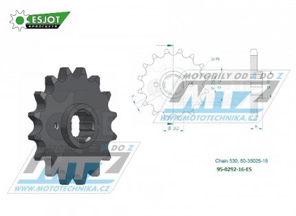 Koleko etzov (pastorek) 0292-16zub ESJOT 50-35025-16 - Honda NS400R8 + VFR400R