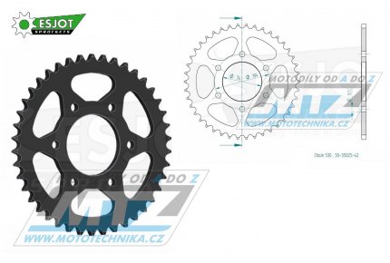 Rozeta ocelov (pevodnk) 35025-42zub ESJOT 50-35025-42 - Kawasaki Z400J1-J3+KZ400J+KZ550A1-A4+Z550A1-A3 / 80-83 + KZ650B1+KZ650B2+KZ650B2A+KZ650B3 / 77-79 + KZ650F1 / 80 + Z650B1-B3 / 79