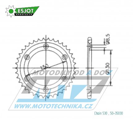 Rozeta ocelov (pevodnk) 0298-40zub ESJOT 50-35030-40 - Honda NS400R NC19 / 85-88 + VFR400R NC21 / 86 + CB750CA+CB750CB / 69-78 + CB750KA+CB750KB / 78-84