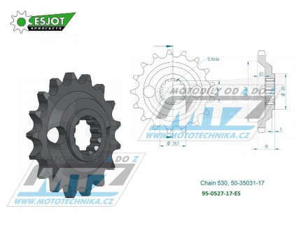 Koleko etzov (pastorek) 0527-17zub ESJOT 50-35031-17 - Kawasaki ZX10 Tomcat