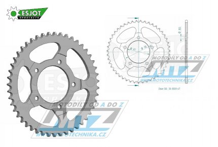 Rozeta ocelov (pevodnk) 0829-47zub ESJOT 50-35031-47 - Suzuki GSF600 Bandit + GSF600S Bandit + GSF650 Bandit + GSX600 F Katana + GSX750 F + GSXR750 + GSXR1100 + RF600R + VZ800 Marauder