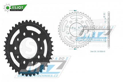 Rozeta ocelov (pevodnk) 2010-40zub ESJOT 50-35036-40 - Triumph 750 Thunderbird + 750 Daytona + 750 Trident + 900 Adventurer + 900 Daytona + 900 Sprint + 900 Thunderbird + 900 Trident + 900 Tiger + 1000 Daytona + 1200 Trophy