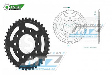Rozeta ocelov (pevodnk) 2010-41zub ESJOT 50-35036-41 - Triumph 750 Thunderbird + 750 Daytona + 750 Trident + 900 Adventurer + 900 Daytona + 900 Sprint + 900 Thunderbird + 900 Trident + 900 Tiger + 1000 Daytona + 1200 Trophy