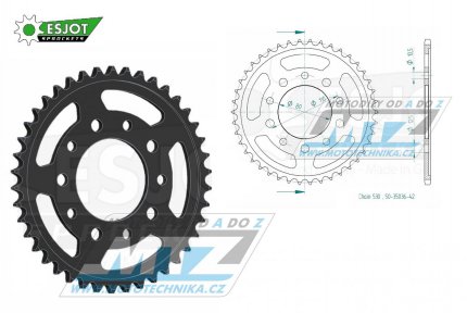 Rozeta ocelov (pevodnk) 2010-42zub ESJOT 50-35036-42 - Triumph 750 Thunderbird + 750 Daytona + 750 Trident + 900 Adventurer + 900 Daytona + 900 Sprint + 900 Thunderbird + 900 Trident + 900 Tiger + 1000 Daytona + 1200 Trophy