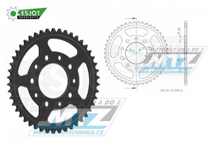 Rozeta ocelov (pevodnk) 1334-46zub ESJOT 50-35036-46 - Honda CB450 DXK + CB450 Night Hawk + CB750F + CB900F + CB1100F + CBR400R + CBR600F + CBR1000F Hurricane + CBX1000 ProLink + VF500F + VF750F + VF1000F + VFR750F