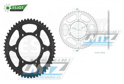 Rozeta ocelov (pevodnk) 0499-52zub ESJOT 50-35040-52 - Kawasaki VN800 + VN800 Vulcan + VN800 Classic + ZZR600 + ZXR750 + ZZR500 + Suzuki TL1000S + TL1000R + GSXR1300R Hayabusa + GSXR1300RZ Hayabusa + GSXR750W SRAD