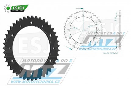 Rozeta ocelov (pevodnk) 1340-43zub ESJOT 50-35042-43 - Honda CB1000R + VFR750F+VFR800F + VFR750F Interceptor+VFR800F Interceptor + VFR800X Crossrunner